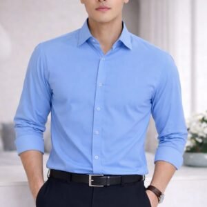 Sky Spandex Glossy Fabrics Shirt