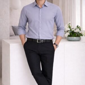 Ash Spandex Glossy Fabrics Shirt