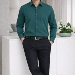 Green Spandex Glossy Fabrics Shirt